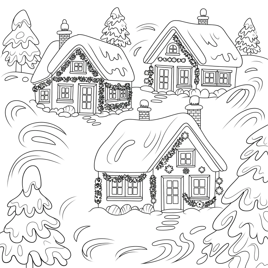 Cozy Winter Scenes to Color