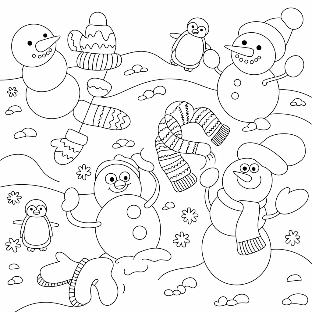 Cute Winter Coloring Pages for Kids