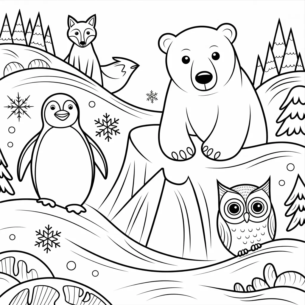 Winter Animal Coloring Pages