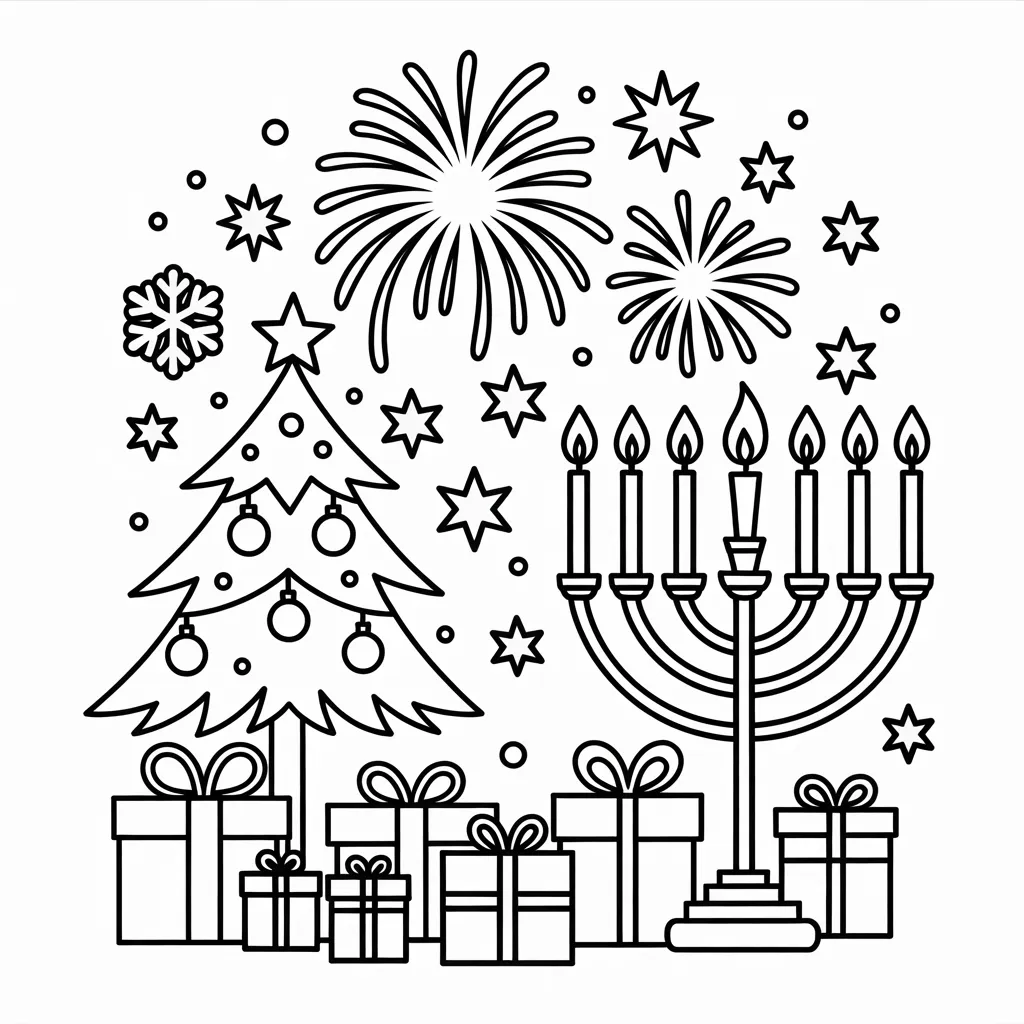 December Festival Coloring Sheets