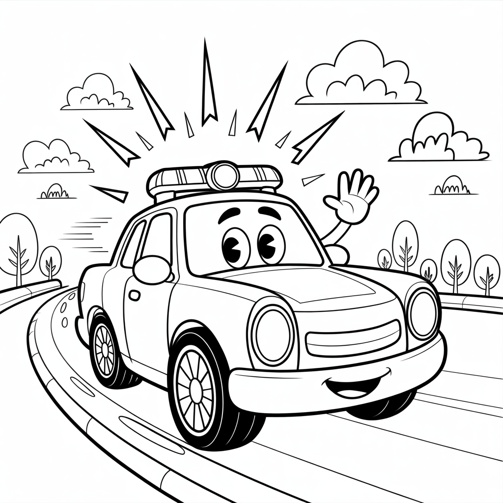 Police Car Coloring Pages for Kids
