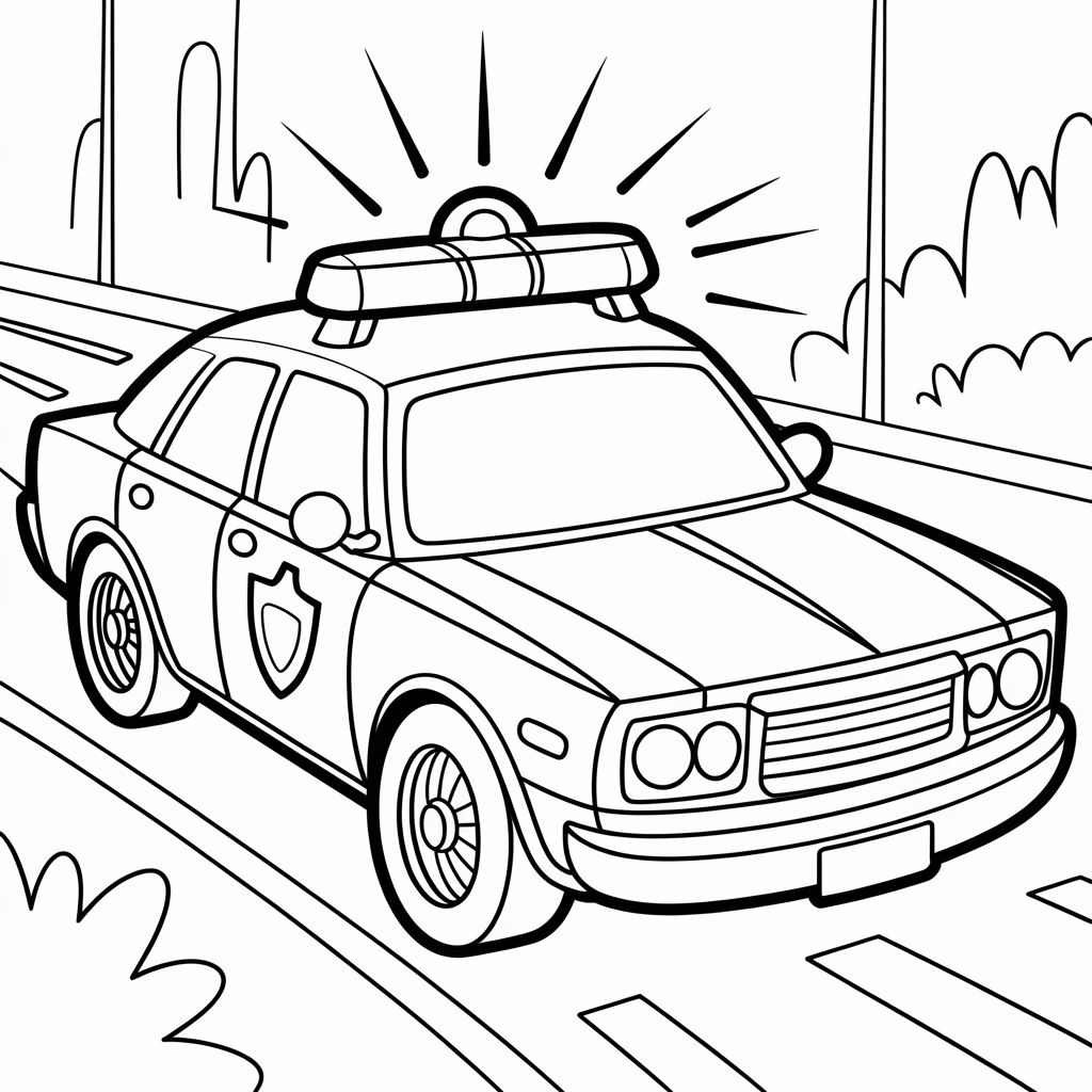 Police Car Coloring Pages PDF