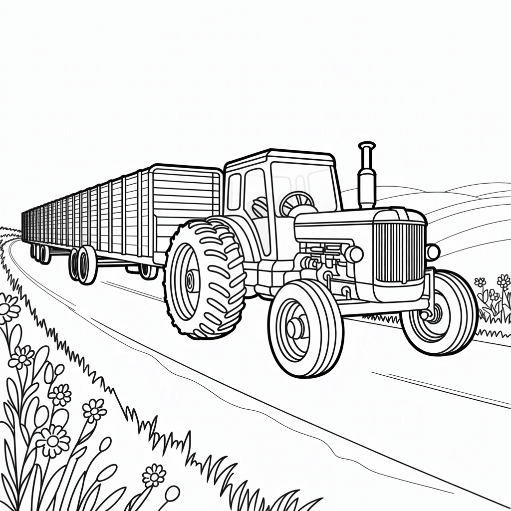 Tractor Trailer Coloring Page