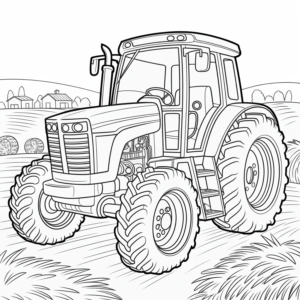 Combine Tractor Coloring Page