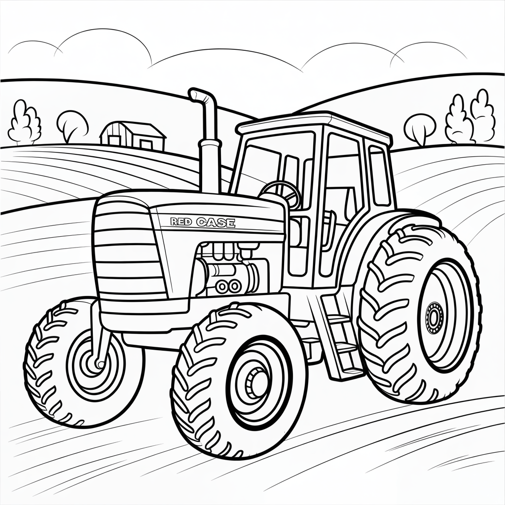 Realistic Tractor Coloring Page