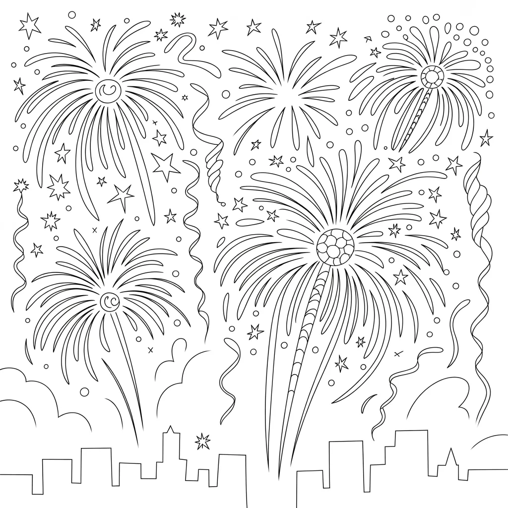 Fireworks & Celebration Coloring Pages