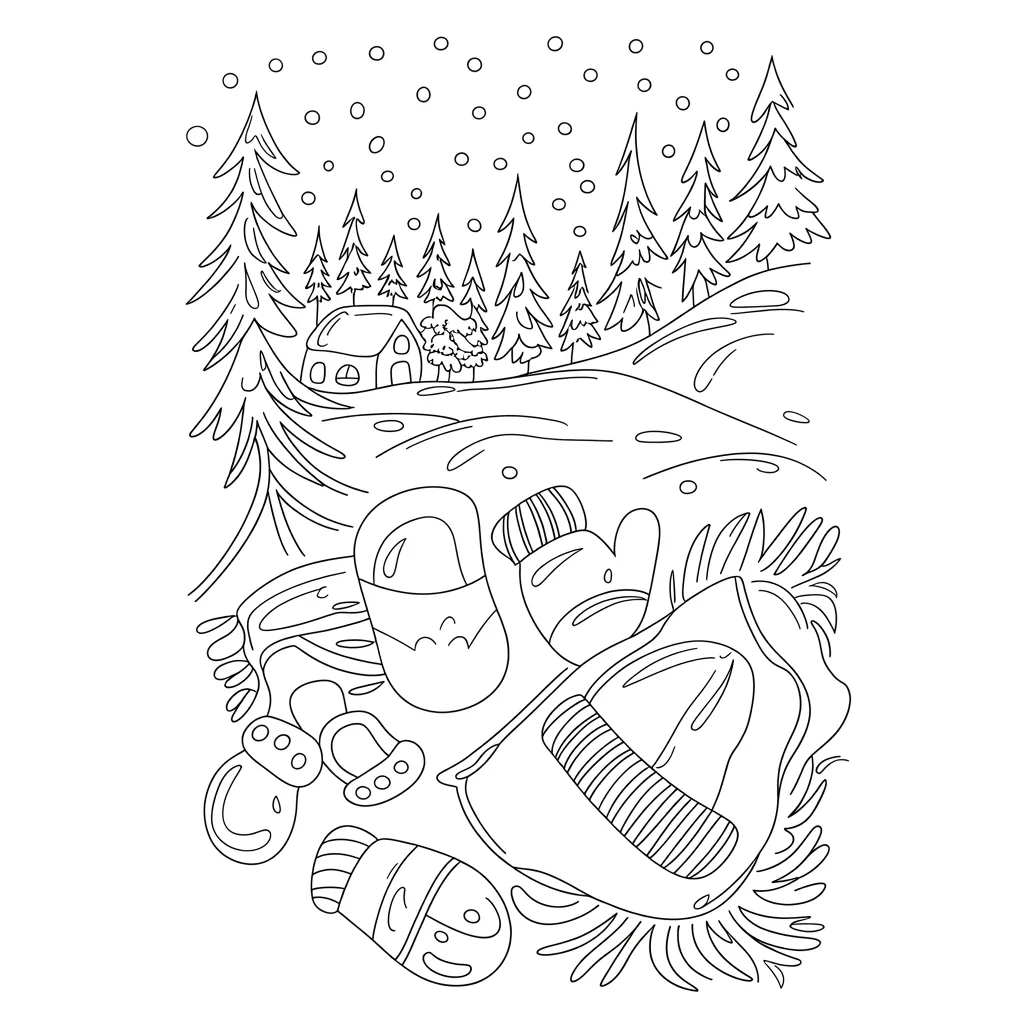February Winter Themed Coloring Sheets