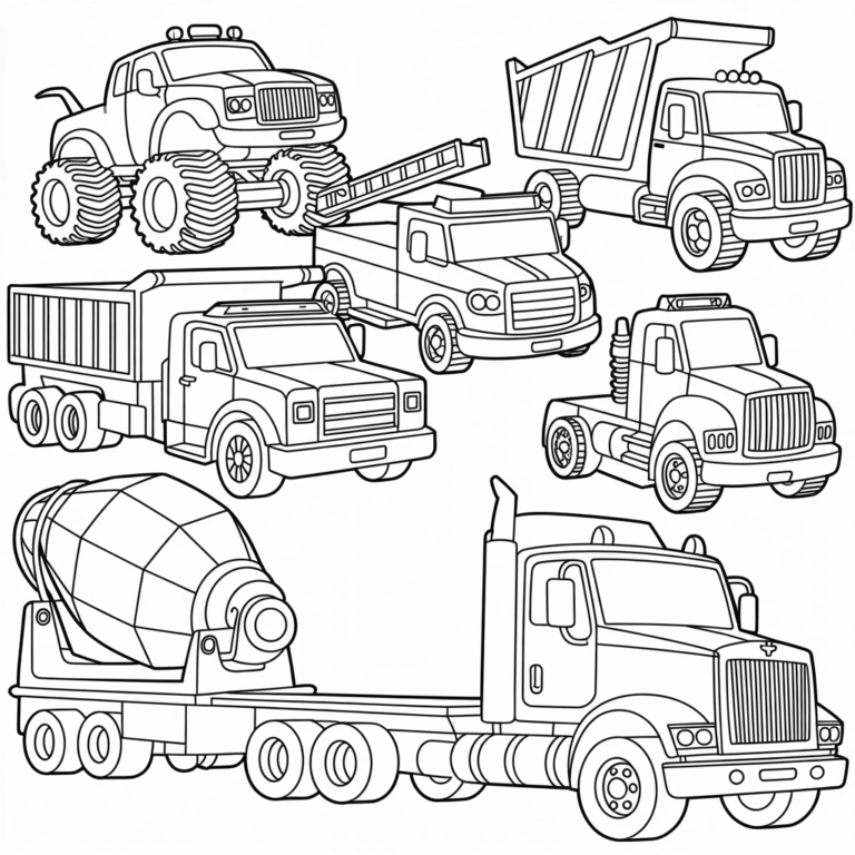 Truck Colouring Pages – Free Printable Sheets for Kids and Adults