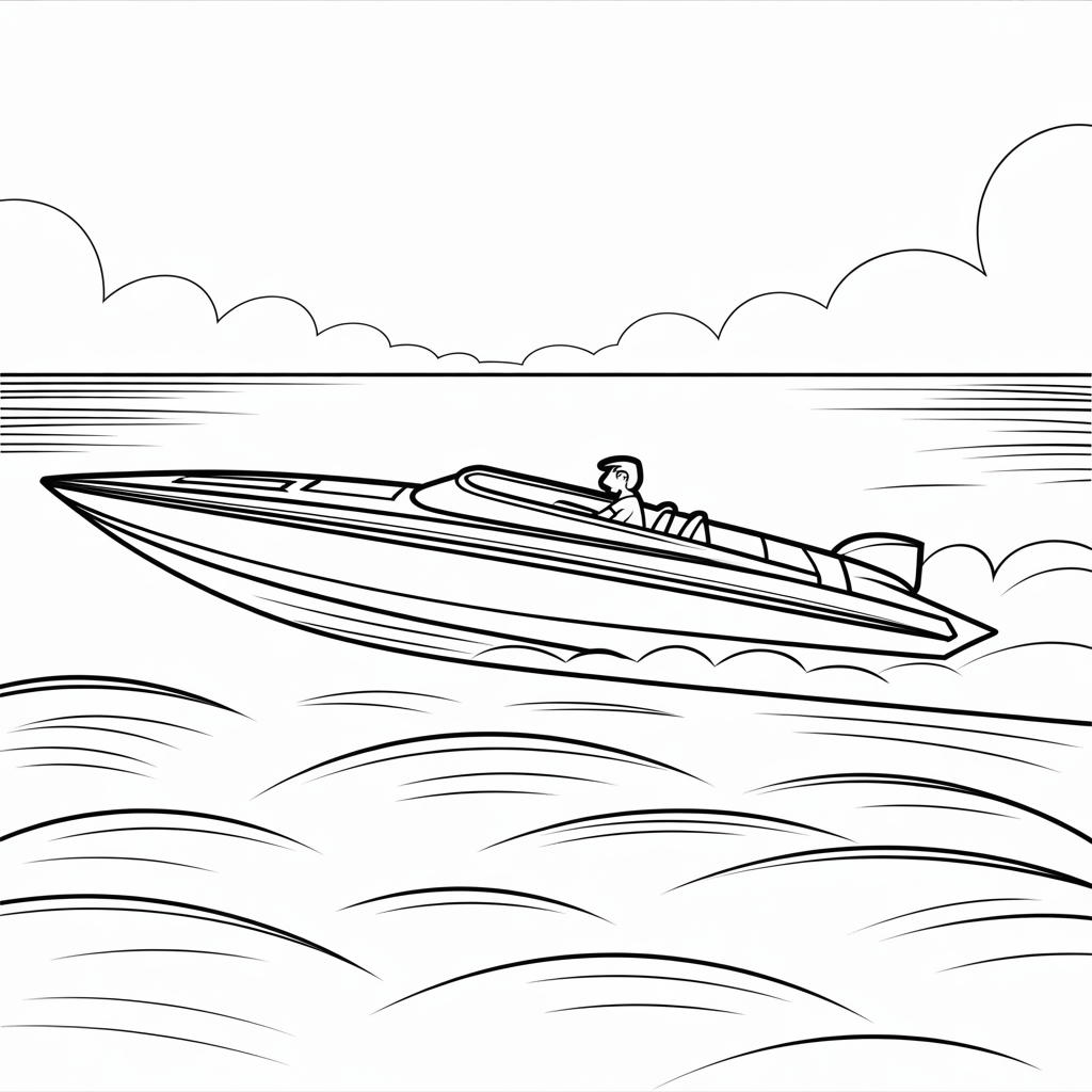 Speed Boat Coloring Sheets