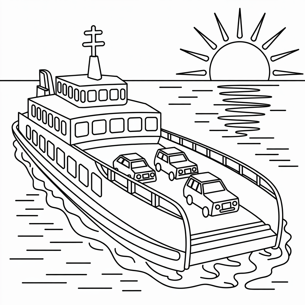 Ferry Boat Coloring Pages