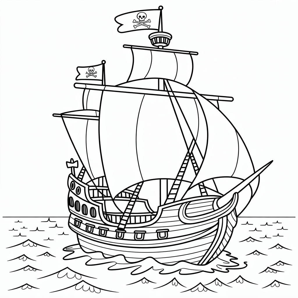 Pirate Boat Coloring Page