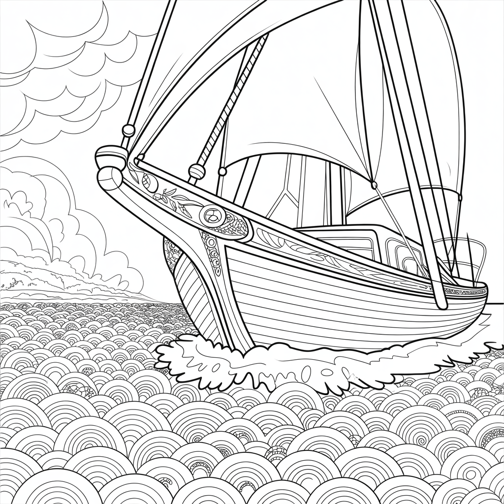 Boat Coloring Pages for Adults