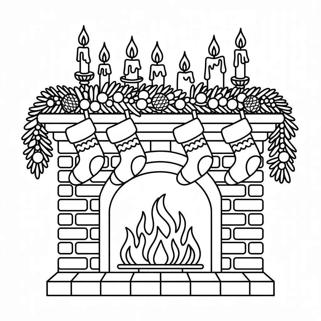 Fireplace Coloring Page
