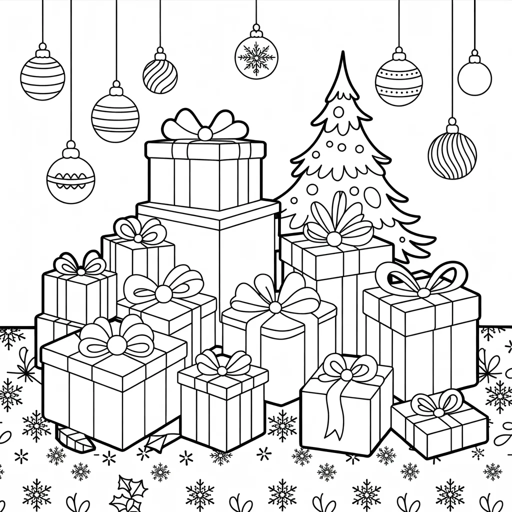 Reindeer and Snowy Forest Coloring Page