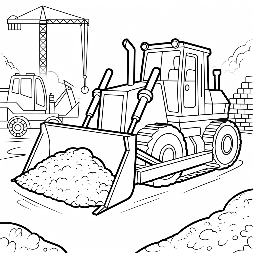 Bulldozer Vehicle Coloring Pages
