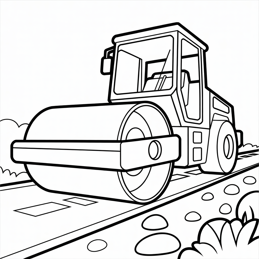 Road Roller Vehicle Coloring Pages