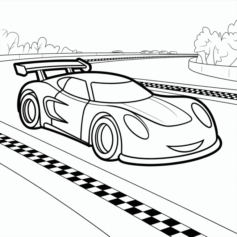 Race Car Coloring Page – 50 Free Printable Racing Car Sheets for Kids