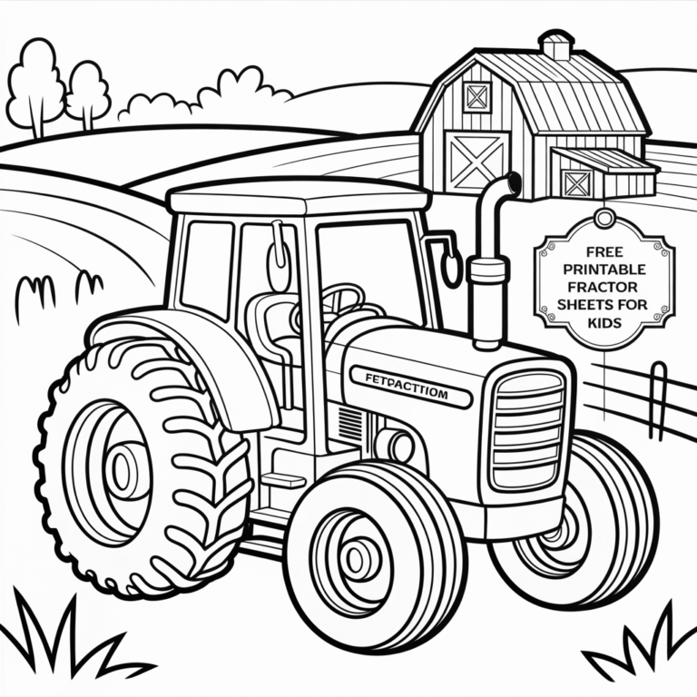 Tractor Coloring Page – Free Printable Farm Tractor Sheets for Kids