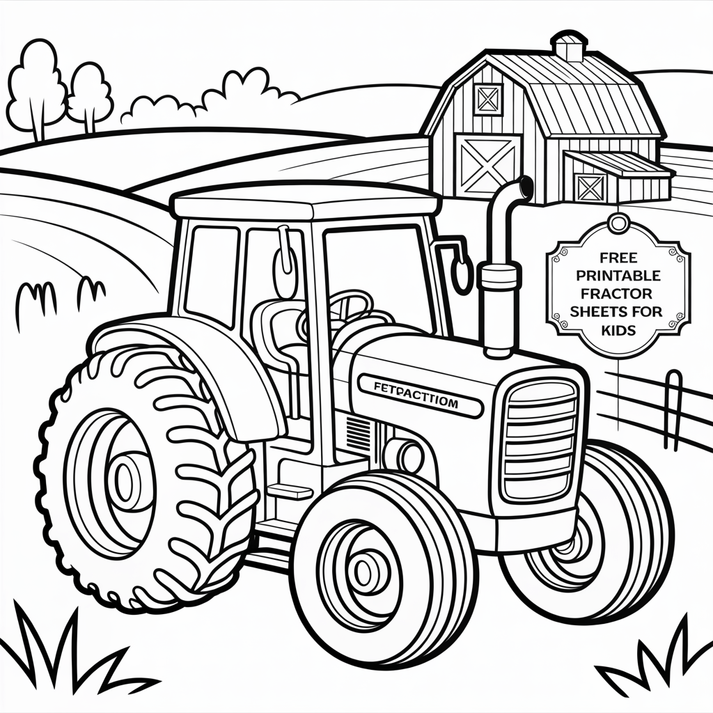 Tractor Coloring Page – Free Printable Farm Tractor Sheets for Kids