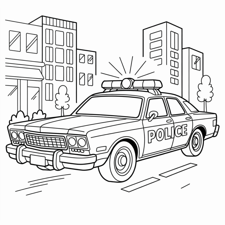 Police Car Coloring Pages – Free Printable Sheets for Kids and Adults