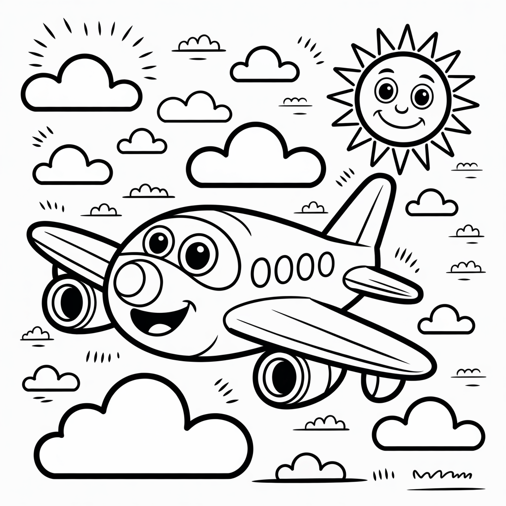 Airplane Coloring Pages for Preschoolers