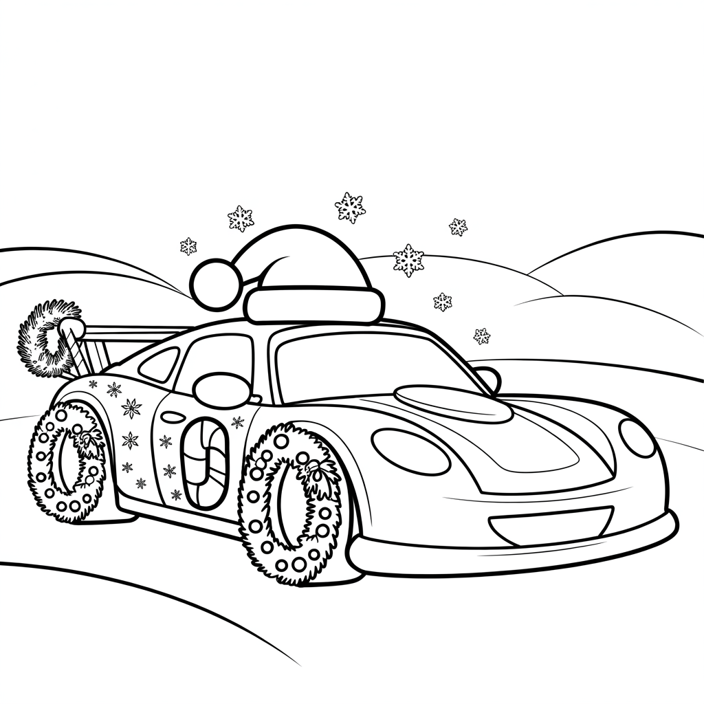 Christmas Race Car Coloring Pages