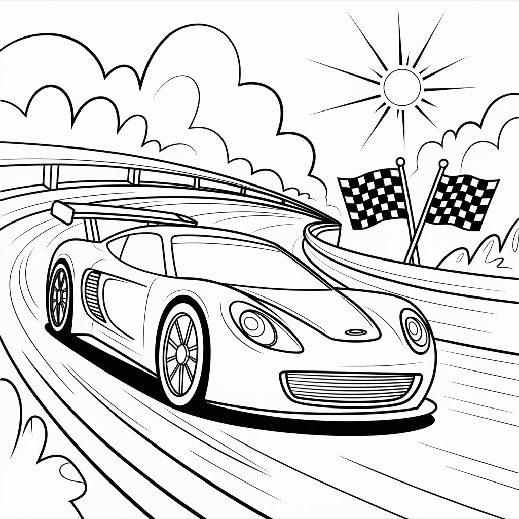 Race Car Coloring Page Book