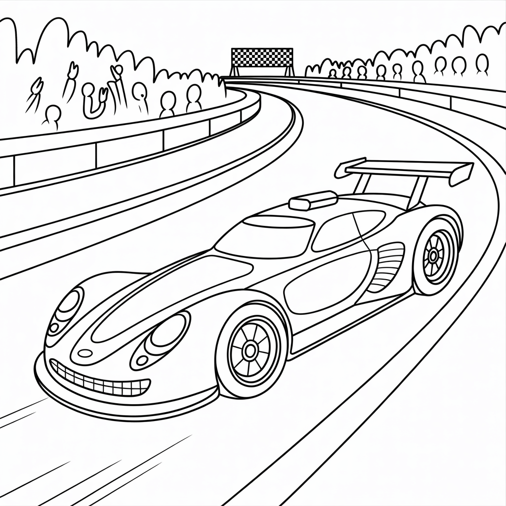 Race Car Coloring Page PDF