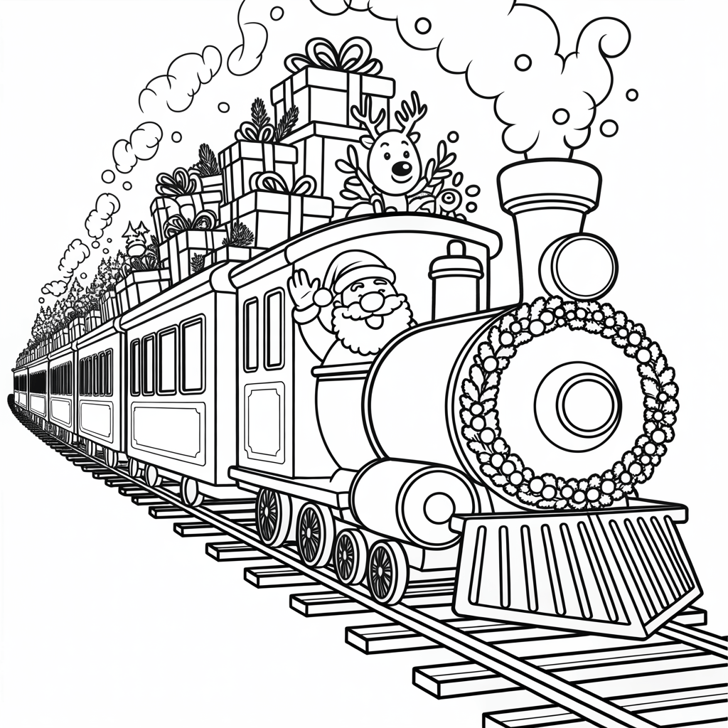 Christmas Train Coloring Pages